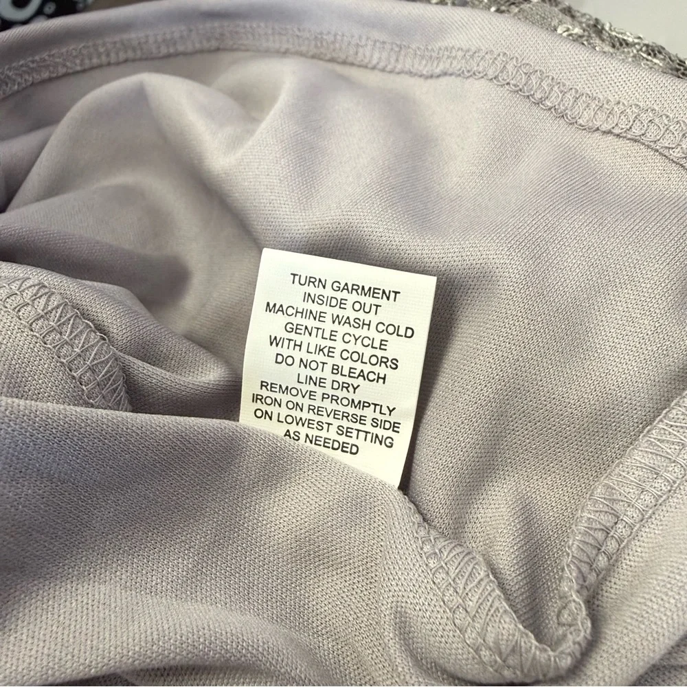 NY Collection Silver Lace Dress with Sequins Size 2X  Formal Evening Wedding - Picture 7 of 8